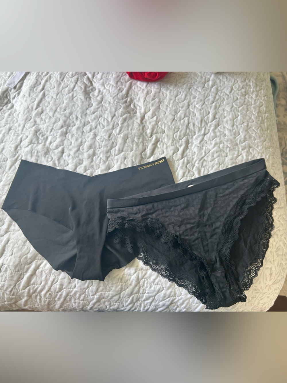 Victoria's Secret Black Seamless Hipster & Lace Bikini Panty Set